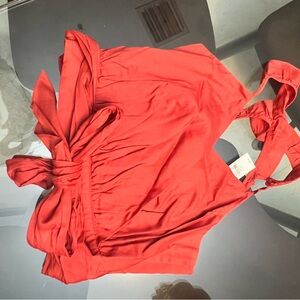 Express Red Sleeveless Tie-Front Tank